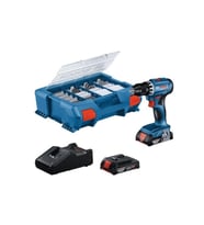 Bosch GSB 18V-45 Çift Akülü 2.0 Ah Darbeli Vidalama + 63 Parça Aksesuar Seti
