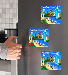 Antalya Tasarımlı 3'lü Ahşap Magnet