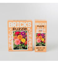 Bricks Puzzle 100 Parça Çiçek Buketi-Dekoratif Mini Blok Puzzle (10x15 cm)