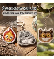 Etamina Anime Hediye Hobi Seti: Ghibli Karakterli Kanaviçe ve Etamin Anahtarlık Kiti