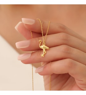 925 Ayar Gümüş  Flamingo Kolye (Altın)