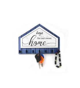 CajuArt Dekoratif Üçgen Ahşap Desenli Keys For Home Anahtarlık (Siyah)