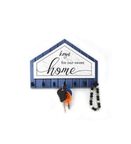 CajuArt Dekoratif Üçgen Ahşap Desenli Keys For Home Anahtarlık (Siyah)