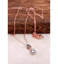 Elmas Montürlü Rose Gümüş Kolye 6523 (Rose-Beyaz)