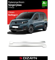 S-Dizayn Citroen Berlingo 3 Krom Sürgülü Kapı Çıtası 2 Prç 2019 Üzeri A+ Kalite