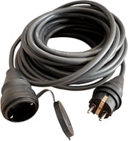 Lexroo Evden Elektrikli Araba Şarj Uzatma Kablosu Topraklı%100 Bakır 3x2.5mm (SİYAH, 1 METRE)