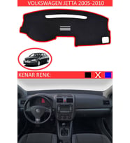 Volkswagen Jetta 2005-2010 Için Uygun Torpido Koruma Halısı Siyah Kenar Renk Kırmızı