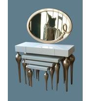 Dresuar-Zigon ST 18186 Tombul İmza Oval ayna Kayın MDF ayak Tabla GOLDBeyaz UYUM
