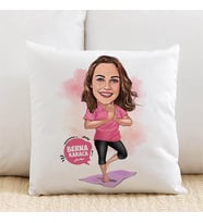 Kişiye Özel Yoga Yapan Kadın Karikatürlü Yastık