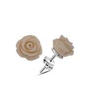 925 Ayar Krem Renk Gül Model Kadın Gümüş Küpe 8 Mm