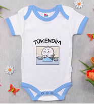 BK Kids Tükendim Tasarımlı Mavi Bebek Body Zıbın-1