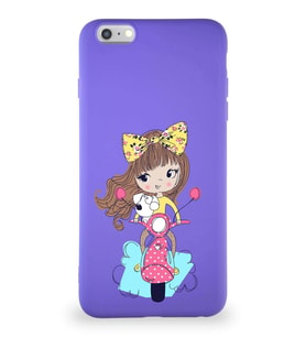 Apple iPhone 6S Plus Soft Premier Kapak Vespagirl Tasarımlı Silikon Kılıf - Mor (Şeffaf)