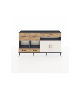 Arges Konsol 4 Raflı 5 Çekmeceli 2 Kapaklı 176x30x99 Antrasit-Aytaşı/Çam