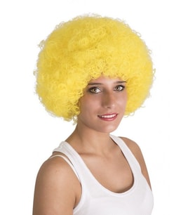 Sarı Renk Kıvırcık Afro Bonus Peruk
