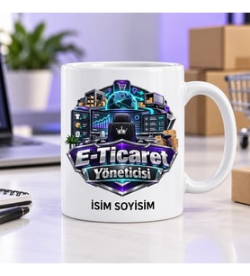 E-Ticaret Yöneticisi Kupa Bardak Dijital Mağaza ve Ekran Desenli