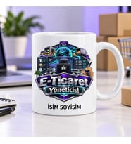 E-Ticaret Yöneticisi Kupa Bardak Dijital Mağaza ve Ekran Desenli