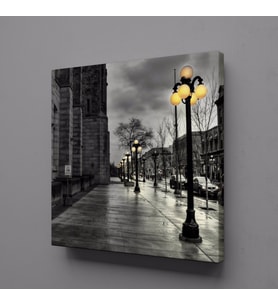GRİ NEWYORK SOKAĞI GÖKYÜZÜ KANVAS TABLO 120x120cm (Karışık)