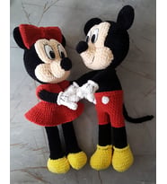 Bay ve Bayan Minnie Mouse Amigurumi Organik Oyuncak