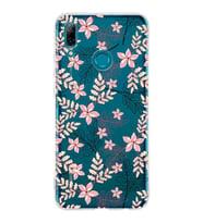 Huawei P Smart 2019 Uyumlu Kapak Floral Kırmızı Tasarımlı Şeffaf Silikon Kılıf