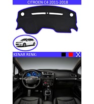 Citroen C4 2011-2018 İçin Uygun Torpido Koruma Halısı Siyah Kenar Renk Mavi