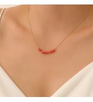 925 Ayar Gümüş Doğal ve Değerli Jasper Taşı Kolye - CNS00564 (Altın)