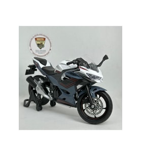 Ninja 400 1:12 Sesli Işıklı Diecast Motosiklet Modeli - Gri Beyaz