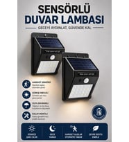 Solar Sensörlü Duvar Lambası Bahçe Lamba 20 Led Işık