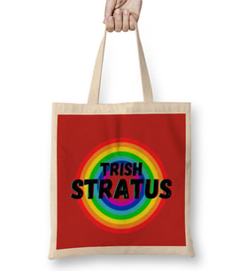 Trish Stratus- Vintage Retro Rainbow Style Warriors Design Wrestlers-Gift Bez Çanta Uzun Saplı