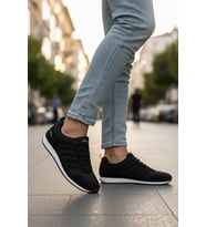 Enoch Erkek Retro Spor Ayakkabı - Günlük Yürüyüş Sneaker (Siyah & Beyaz)