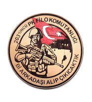 203 FİLO Bİ ARKADAŞI ALIP ÇIKICAKTIK Deri PEÇ - Arma - Askeri Patch (Bej)