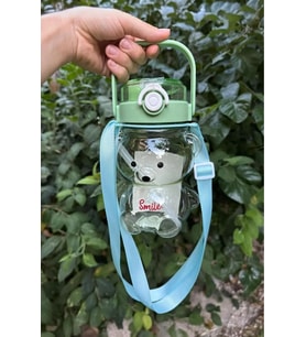 Smile Şeffaf Ayıcık Model Öğrenci Su Matarası Öğrenci Su Şişesi Suluk 1000ml Bpa Içermez Asorti