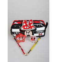 DEKOMUS İLE LİSANSLI MINNIE MOUSE KALEM ÇANTASI ,2 ADET SİLGİLİ KURŞUN KALEM,SİLGİ VE YILDIZ KALEMTRAŞ SETİ
