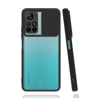 Xiaomi Redmi Note 11T 5G Kılıf Lensi Sürgülü Kamera Koruyucu Kılıf (Siyah)