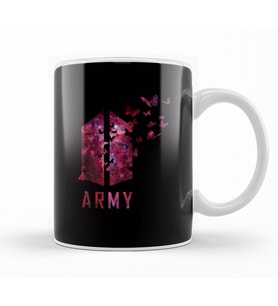 Bts Wings Logo With Destructive Butterfly Red Galaxy Army Kpop Kupa Bardak Porselen