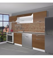 Decoraktiv Elite 220 MDF Hazır Mutfak Dolabı - Tezgah Dahil - Parlak Beyaz (Ceviz)