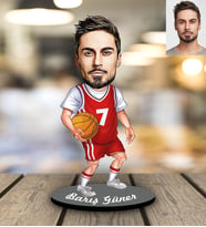 Kişiye Özel Basketbolcu Karikatürlü Ahşap Biblo Bay-2-Eco