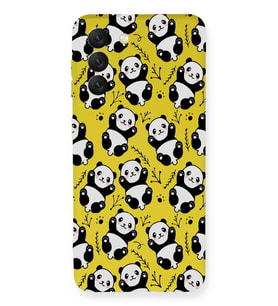 Samsung Galaxy S21 FE Uyumlu Lansman Kılıf Panda Tasarımlı İçi Kadife Kapak-Sarı (Şeffaf)