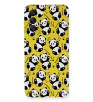 Samsung Galaxy S21 FE Uyumlu Lansman Kılıf Panda Tasarımlı İçi Kadife Kapak-Sarı (Şeffaf)