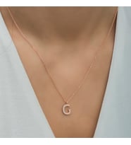 Gümüş Zirkon Taşlı G Harfi Kolye