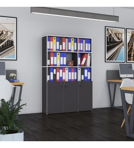 Kenzlife klasör dolabı kilitli alpdem gri 175*120*30 klasörlük kitaplık ofis arkalıksız