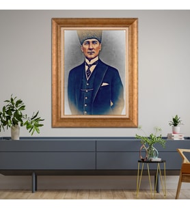 Altın Varaklı Paspartulu Çerçeveli Tablo rv553