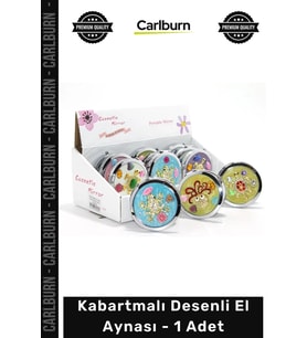 #Ayna Zarif Estetik Tasarım Aksesuar Kompakt Boyut Şık Dekoratif Kabartmalı Desenli El Aynası - 1 Ad