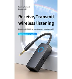 Bluetooth 5.4 Ses Alıcı & Verici – 2’si 1 Arada AUX Adaptör, 3.5mm Jak, USB-C Şarj, 15m Kablosuz Menzil, 180mAh Batarya, Araç & Ev Hoparlör için Kablosuz Müzik Adaptörü M30