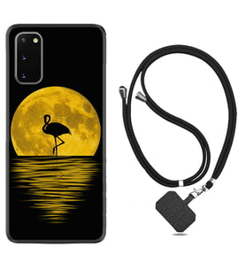 Samsung A02S A03S A10 A12 A13 A21S A22 Kılıf Boyun Askılı Silikon Ay ve Flamingo 1775