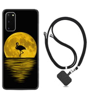Samsung A02S A03S A10 A12 A13 A21S A22 Kılıf Boyun Askılı Silikon Ay ve Flamingo 1775