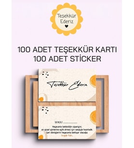 100 Adet Teşekkür Kartı ve 100 adet Teşekkür Sticker PYTKSVTK17