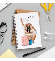 Kız Karakter Tasarımlı Defter Kişiye Özel