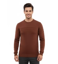 Erkek Sıfır Yaka Kazak Çelik Örgü Klasik Kalıp 5247C BGL-ST04858 (Kiremit)