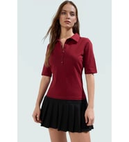 Melanj Polo Yaka Truvakar Kol Fitted Pamuklu Bluz Özel Tasarım Trend Özenle Seçilmiş (Çok Renkli)