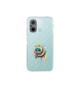 Redmi 12C ile uyumlu Splash arı tasarımlı şeffaf silikon kılıf
